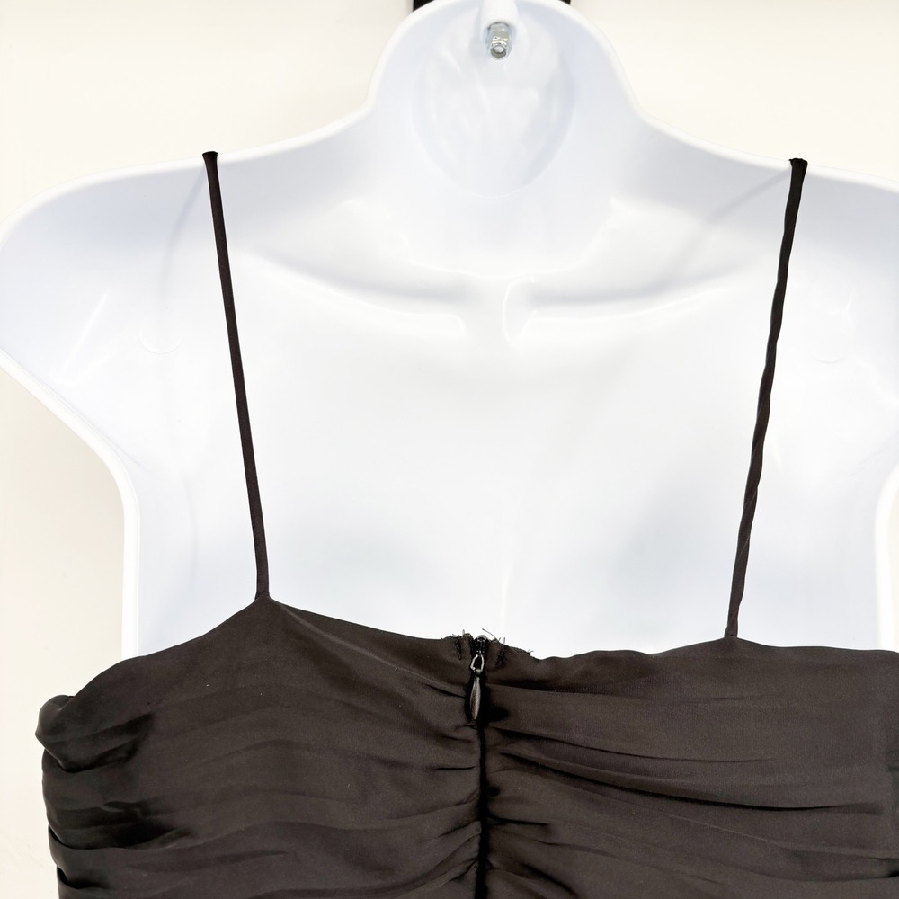 Zara Womens Black Ruched Rhinestone Buckle Glam Bodycon Party Mini Dress Size S - Picture 7 of 8
